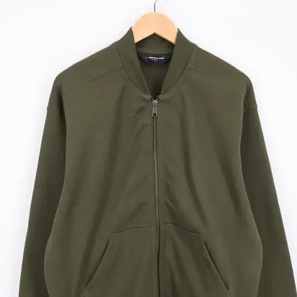 American Giant Men's Fleece Bomber Jacket Deep Olive Size Medium NWOT
